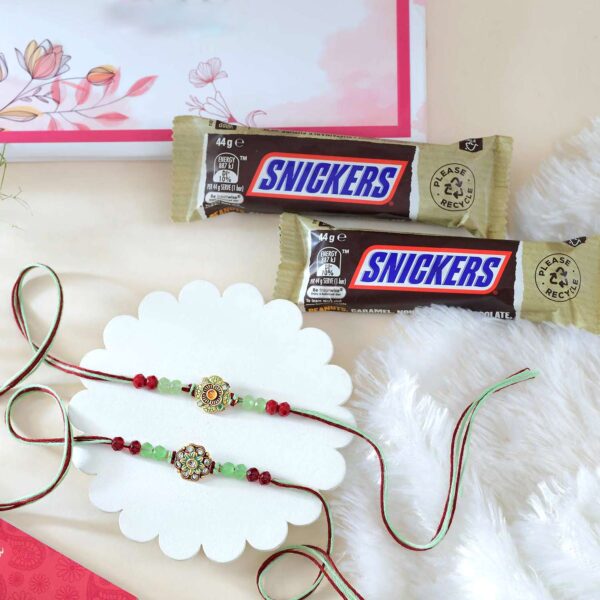 Set of 2 Fascinating Rakhi With Snickers