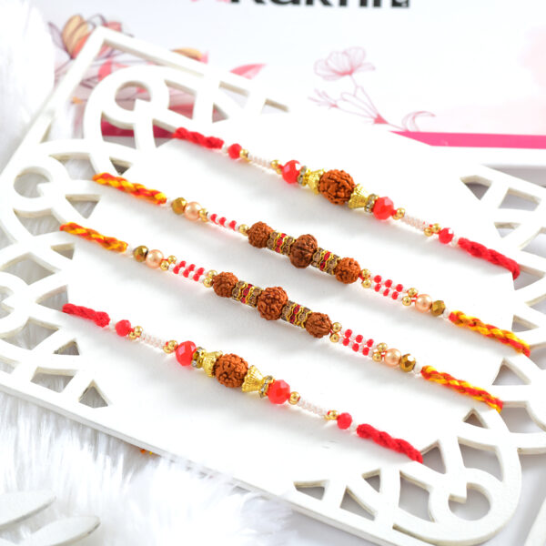 Four Rudraksha Rakhi Set