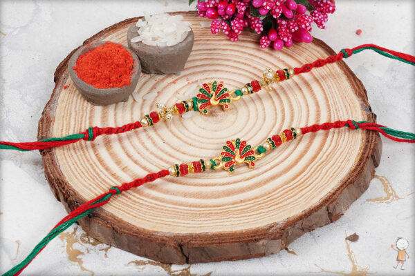 Premium Peacock Bhaiya Bhabhi Rakhi