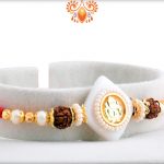 Stunning Ganpati With White Marble and Rudraksha Rakhi 6