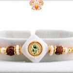 Stunning Ganpati With White Marble and Rudraksha Rakhi 5