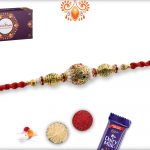 Lumious Golden And White Pearls Rakhi 7