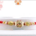 Lumious Golden And White Pearls Rakhi 5