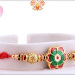 Dual Color Flower With Red Thread Rakhi