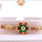 Dual Color Flower With Red Thread Rakhi 5