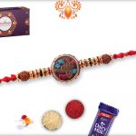 Unique Maroon Design With Rudraksha Rakhi 5