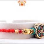 Classic Design With Sky Blue Pearl Rakhi