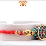 Classic Design With Sky Blue Pearl Rakhi 6