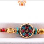 Classic Design With Sky Blue Pearl Rakhi
