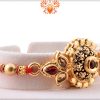 Designer Golden Flower With Golden Pearl Beads Rakhi 7