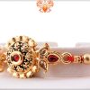 Designer Golden Flower With Golden Pearl Beads Rakhi 8