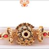 Designer Golden Flower With Golden Pearl Beads Rakhi 6