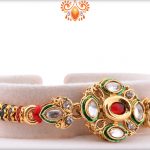 Exclusive Golden Flower With Kundan Rakhi 6