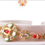 Exclusive Golden Flower With Kundan Rakhi 7