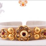 Royal Golden Flower With Golden Pearl Rakhi 6