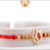 Antique Metalic Design With White Pearl Rakhi And Wooden Beads 3