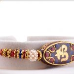 Antique OM Rakhi with Red and Blue Stone 5