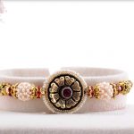 Antique Flower Rakhi with Beautiful Pearls 4