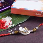 Antique Bead with Beautiful White Flower Rakhi 8