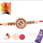 Beautiful Designer Oval Glass Rakhi with Pearls 7