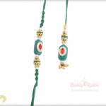 Exclusive Green Bhaiya Bhabhi Rakhi with Kundan and Pearls 3