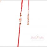 Designer Red-White Bhaiya Bhabhi Rakhi with Pearls 3