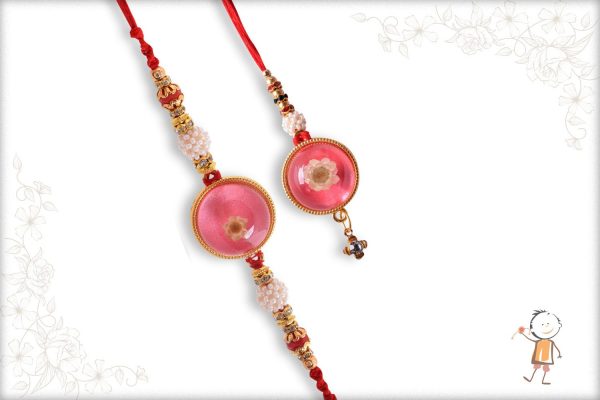 Beautiful Resin Flower Bhaiya-Bhabhi Rakhi - Babla Rakhi