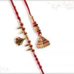 Unique Hanging Bhaiya-Bhabhi Rakhi with Red Beads - Babla Rakhi
