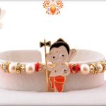 Ganesha with Damru and Pearl Beads Rakhi 4