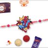 Wooden Base Spiderman with Powerful Red Pearl Rakhi 3
