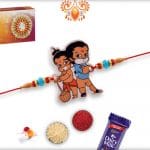 Bal Hanuman Kids Rakhi with Blue Beads - Babla Rakhi