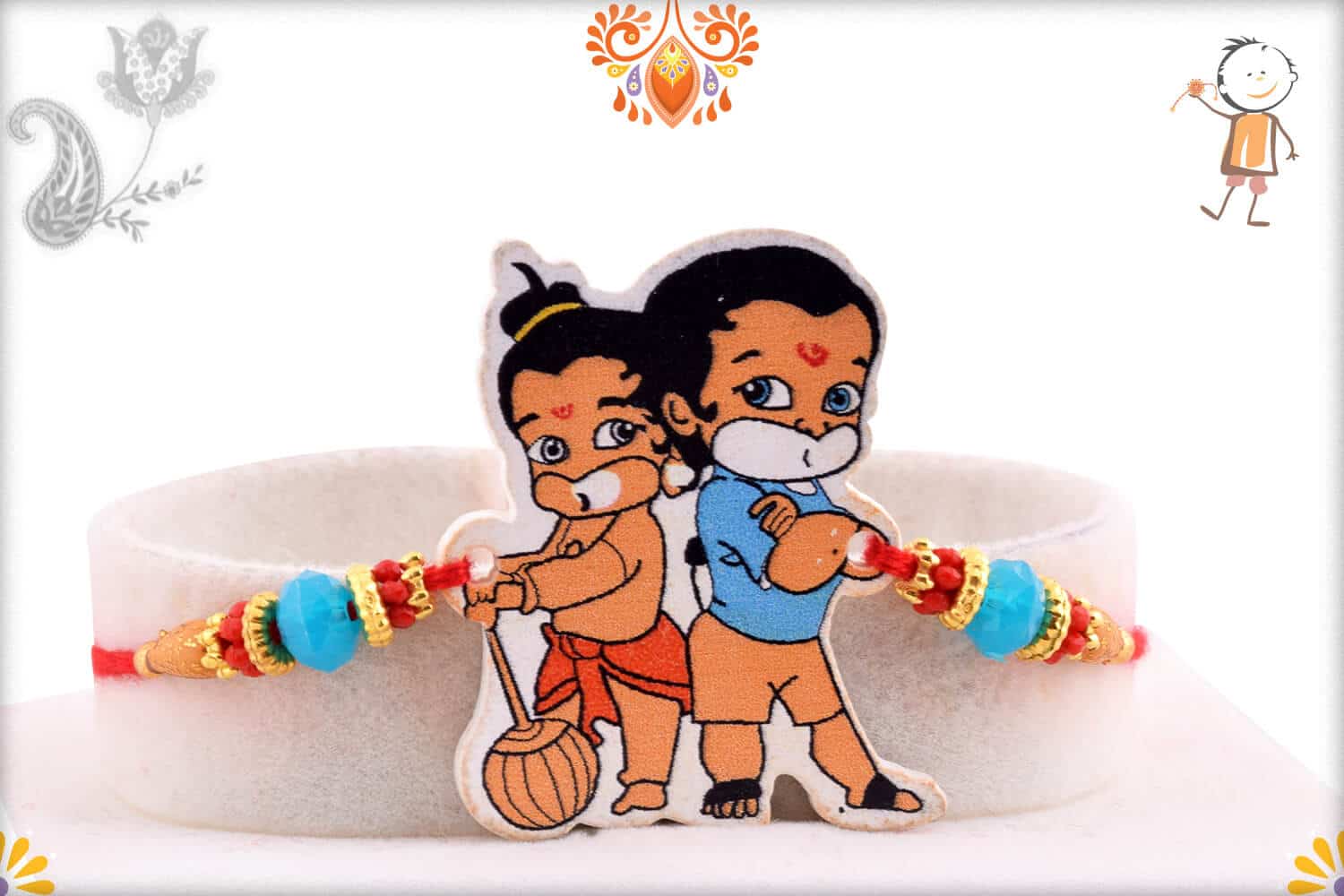 Bal Hanuman Kids Rakhi with Blue Beads | Send Rakhi Gifts Online ...