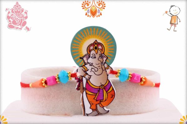 Lovely Ganesha Kids Rakhi with Beautiful Beads - Babla Rakhi