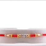 Golden-Red Beads with Diamond Ring Rakhi 4