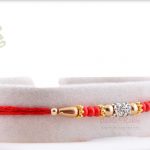 Golden-Red Beads with Diamond Ring Rakhi 6