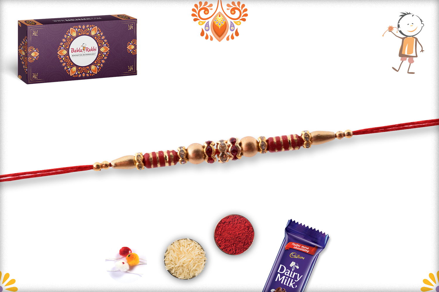 Simple Yet Elegant Combination Of Red And Golden Rakhi 3