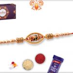 Oval Shape Unoque Golden Pearls Rakhi 7