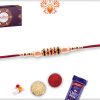 Royal Combination Of Gold And White Pearl Beads Rakhi 5