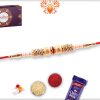 Classic And Beatiful White And Golden Pearls Rakhi 5