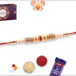 Classic And Beatiful White And Golden Pearls Rakhi 5