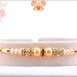 Classic And Beatiful White And Golden Pearls Rakhi 4