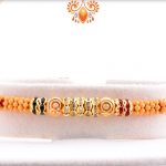 Stunning Wooden Beads Flower And Gold Rakhi 5