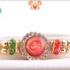 Royal Red Stone With Om And Diamond Rakhi 5