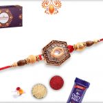 Antique Metalique Hexagon Shape Rakhi With Diamond 7