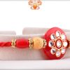 Antique Red Marble and Kundan Rakhi With Gold Pearl Beads 6