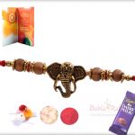 Exclusive Antique Ganpati Rakhi with Sandalwood Beads 4