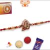 Divine Ganesh Rakhi with Diamonds and Red Beads - Babla Rakhi