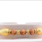 Oval Golden Beads with Sandalwood Beads and Diamonds 4