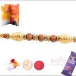 Oval Golden Beads with Sandalwood Beads and Diamonds 6