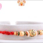 Golden Tripal Pearl Beads Rakhi 6